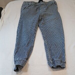 Joe Fresh Blue and White Striped Drawstring Chambray Joggers
